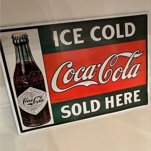 VINTAGE 1993 Ice Cold Coca-Cola Sold Here Advertising Metal Sign